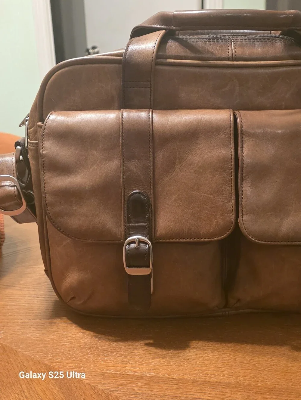 Rare Vintage 1990s Samsonite Distressed Leather Briefcase Messenger Laptop Bag